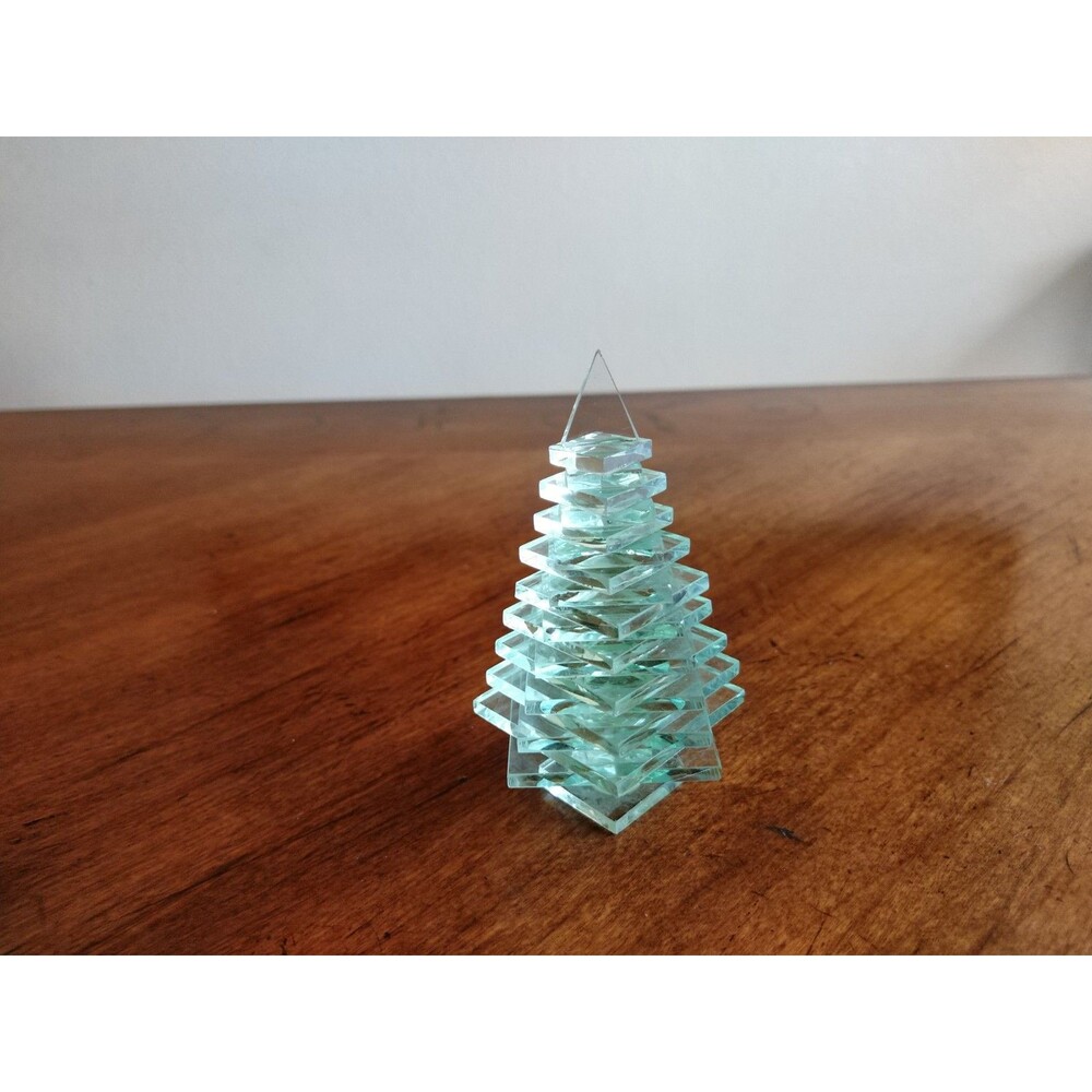 Vintage Stacked Layered Art Glass Pine Christmas Trees Abstract Sculpture ~4.5" - Picture 6 of 11